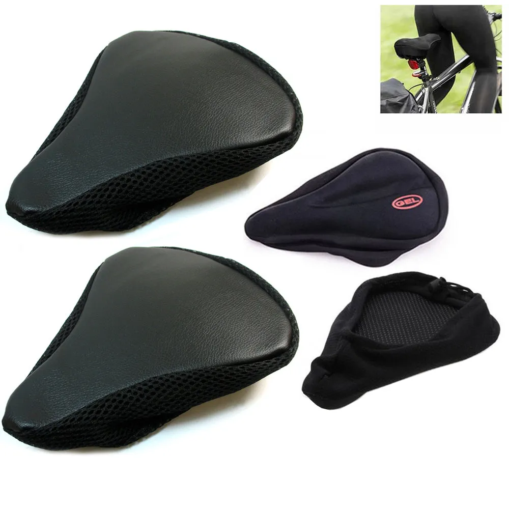 2 Black Comfortable Durable Bike Bicycle Seat Cover Cushion Soft Saddle Pad Soft