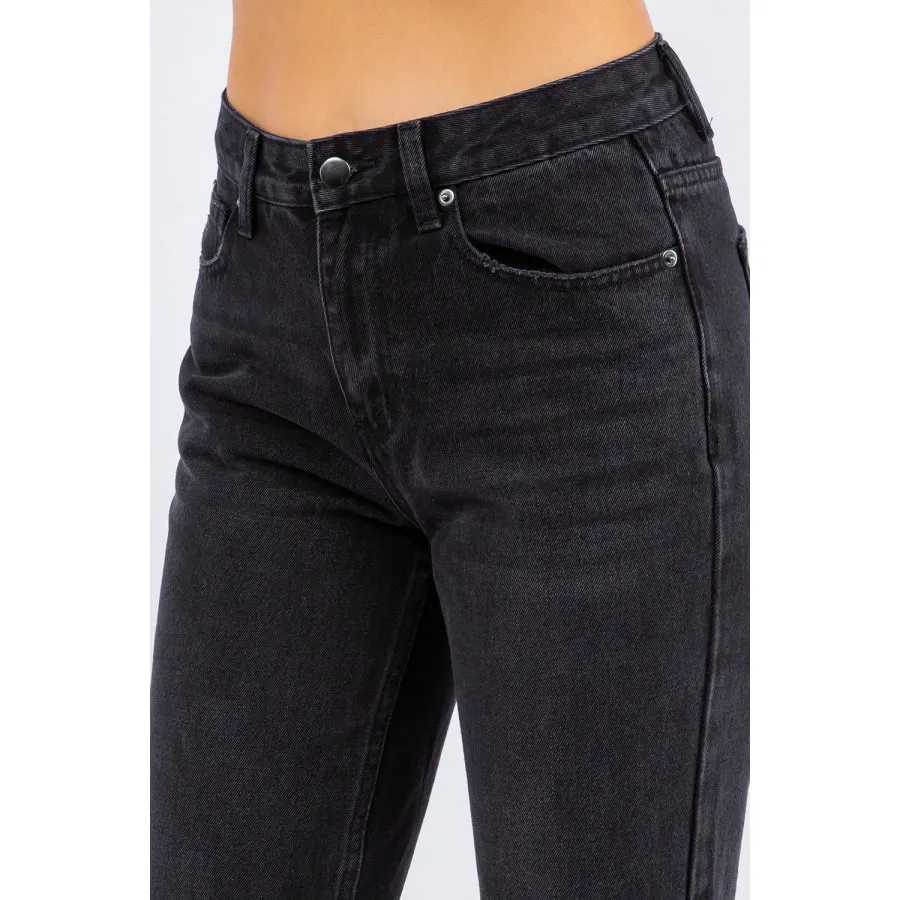 American Bazi High Waist Distressed Cropped Straight Jeans