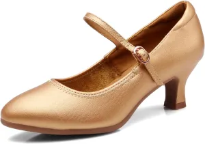 AOQUNFS Women Ballroom Dance Shoes Colsed Toe Salsa 1920S Performance Practice Dance Shoes,K16