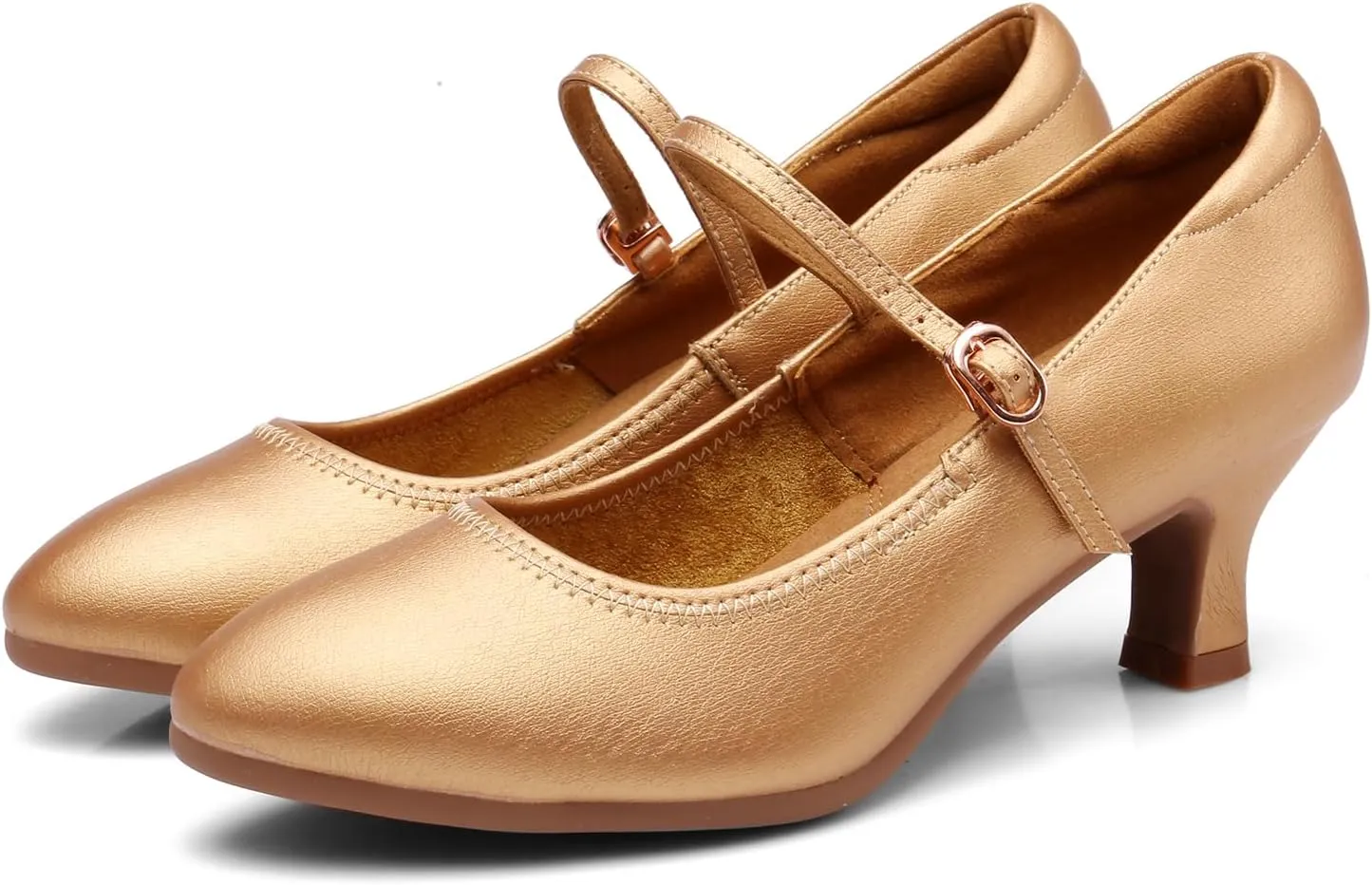 AOQUNFS Women Ballroom Dance Shoes Colsed Toe Salsa 1920S Performance Practice Dance Shoes,K16