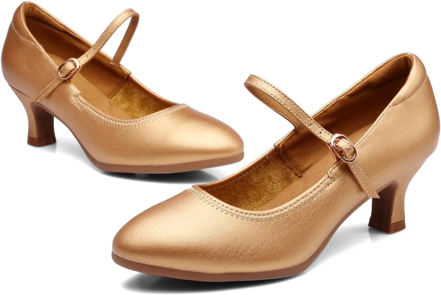 AOQUNFS Women Ballroom Dance Shoes Colsed Toe Salsa 1920S Performance Practice Dance Shoes,K16