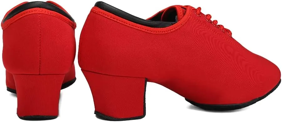 AOQUNFS Women Latin Dance Shoes Lace-up Ballroom Salsa Practice Dancing Shoes,RBNJB