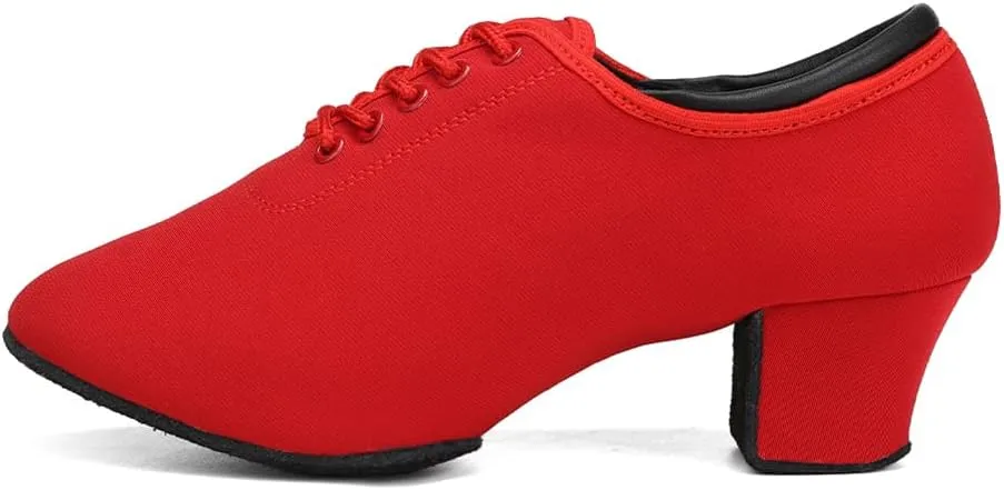 AOQUNFS Women Latin Dance Shoes Lace-up Ballroom Salsa Practice Dancing Shoes,RBNJB
