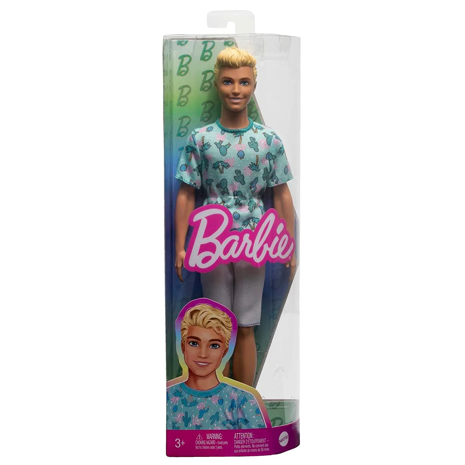 Barbie Ken Fashionistas with Blond Hair Doll Wearing Cactus Tee and White Shorts with Sneakers #211 for Kids Ages 3 