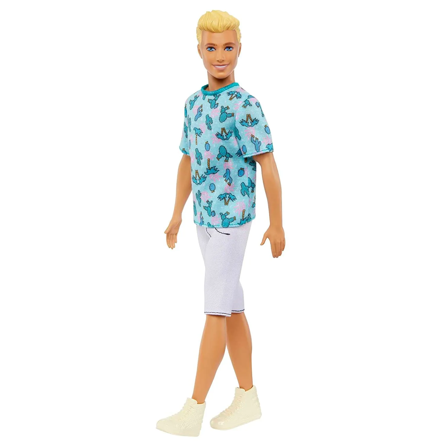 Barbie Ken Fashionistas with Blond Hair Doll Wearing Cactus Tee and White Shorts with Sneakers #211 for Kids Ages 3 
