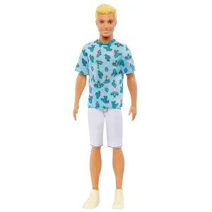 Barbie Ken Fashionistas with Blond Hair Doll Wearing Cactus Tee and White Shorts with Sneakers #211 for Kids Ages 3 