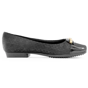 Black with Logo Flat Ballerina (251.086)