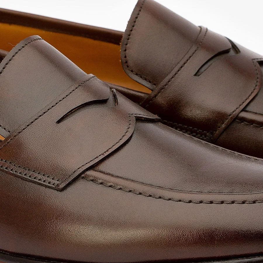 Brown Penny Loafers with Cordstitch