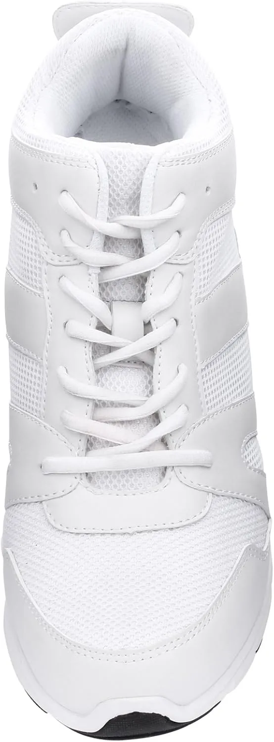 CALTO Men's Invisible Height Increasing Elevator Shoes - Glacier White Leather/Mesh Lace-up Sporty Trainers - 4 Inches Taller - G3329 - Size 12 D(M) US