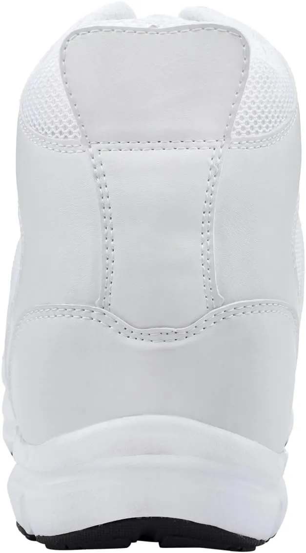 CALTO Men's Invisible Height Increasing Elevator Shoes - Glacier White Leather/Mesh Lace-up Sporty Trainers - 4 Inches Taller - G3329 - Size 12 D(M) US