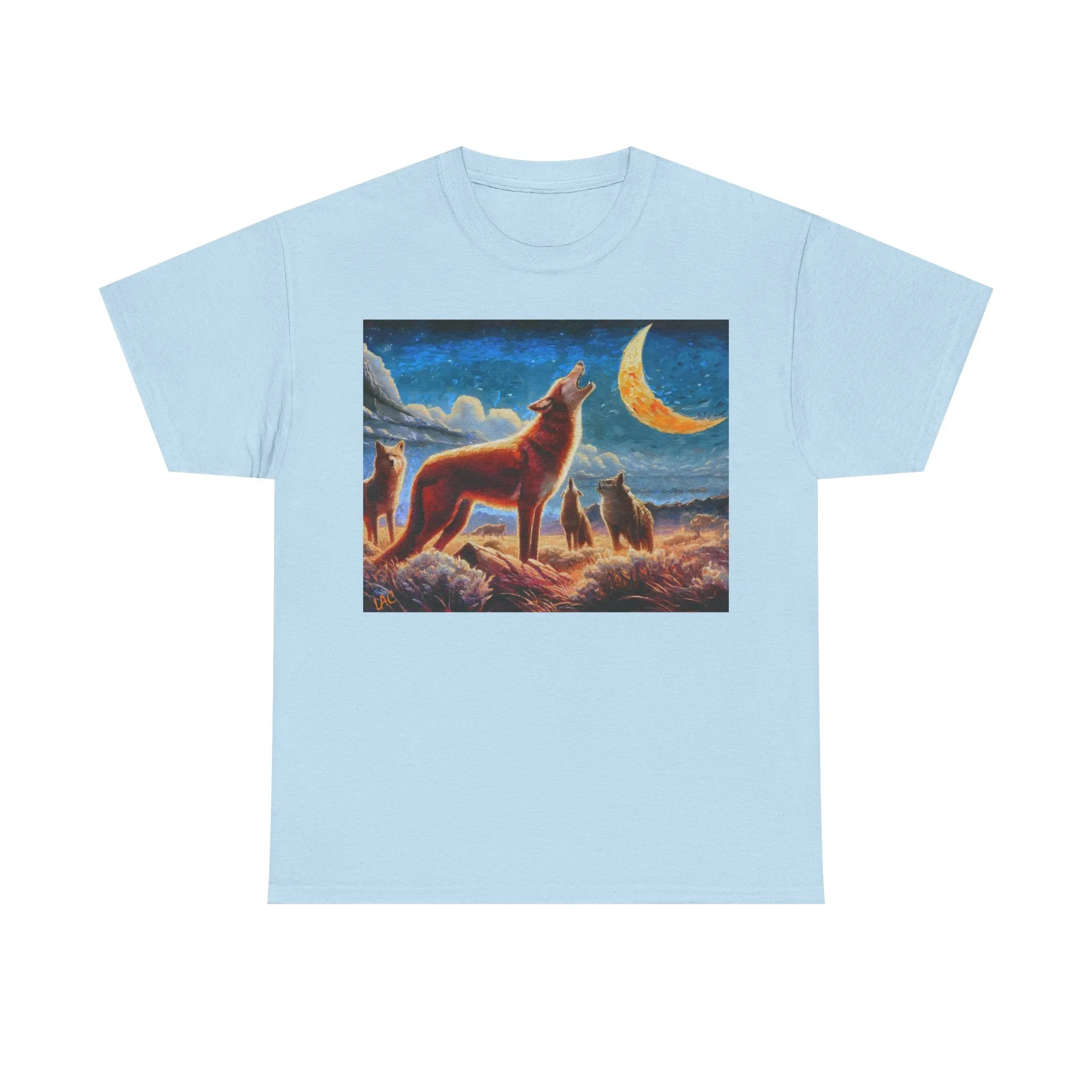 Coyotes in Moonlight Unisex Heavy Cotton Tee
