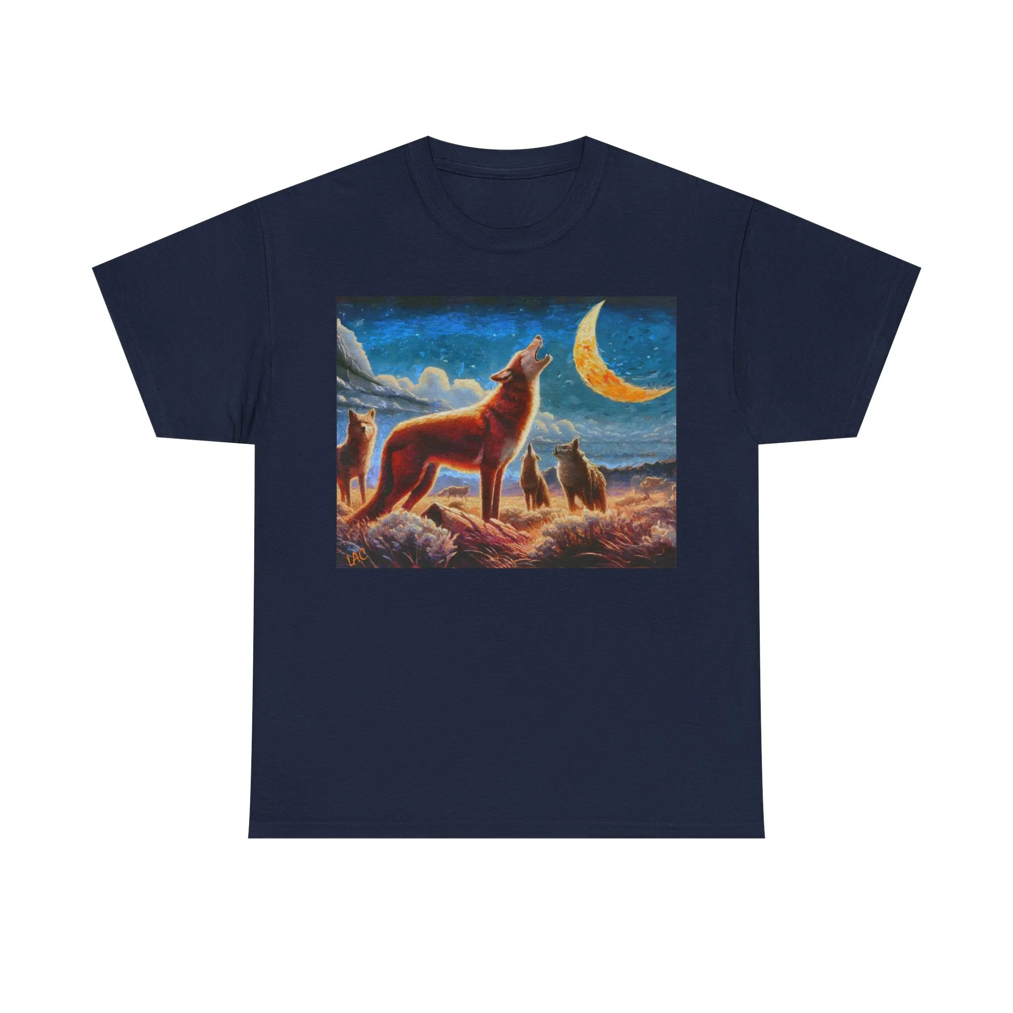 Coyotes in Moonlight Unisex Heavy Cotton Tee