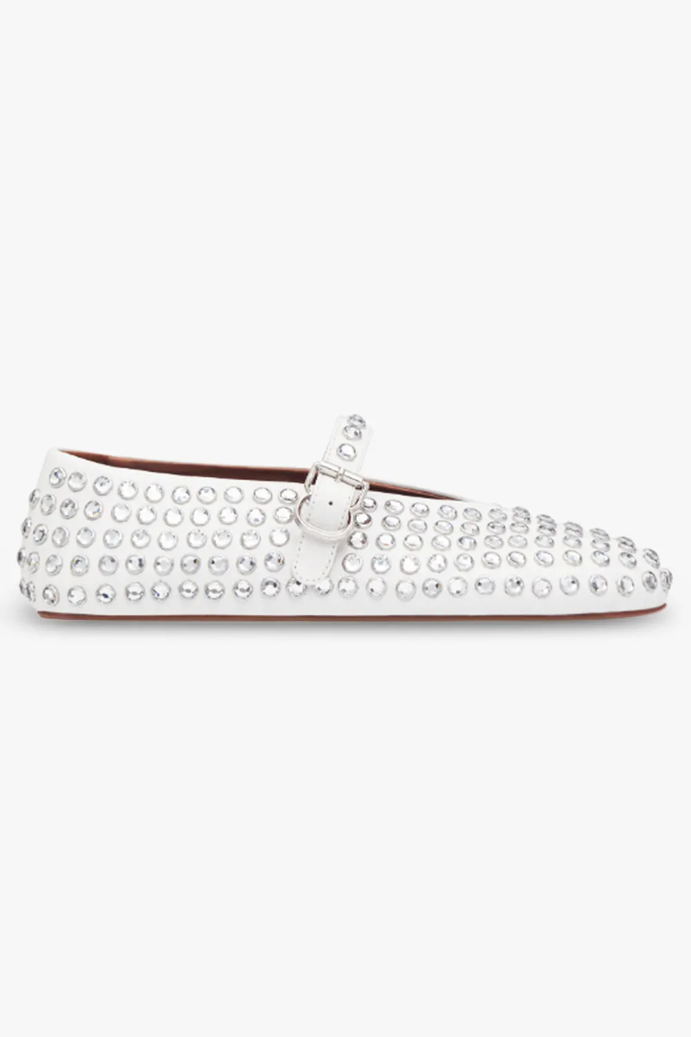 Crystal Embellished Ballet Flat | White
