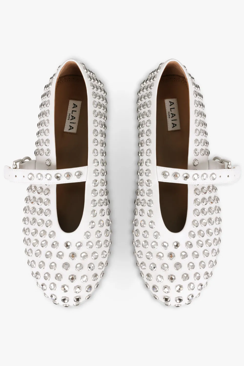 Crystal Embellished Ballet Flat | White