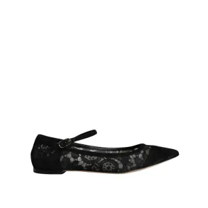 Dolce & Gabbana Black Taormina Lace Bellucci Flats Shoes