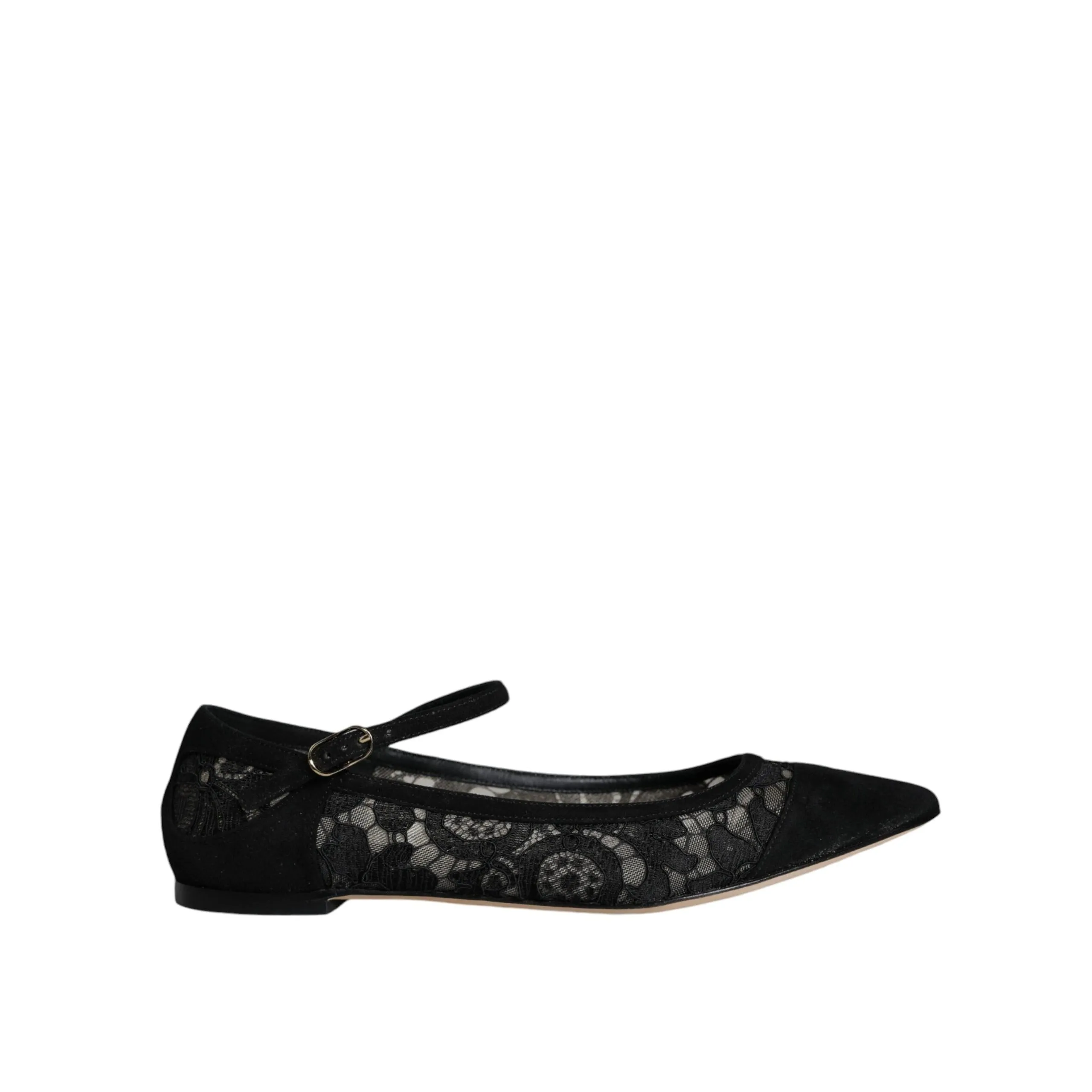 Dolce & Gabbana Black Taormina Lace Bellucci Flats Shoes