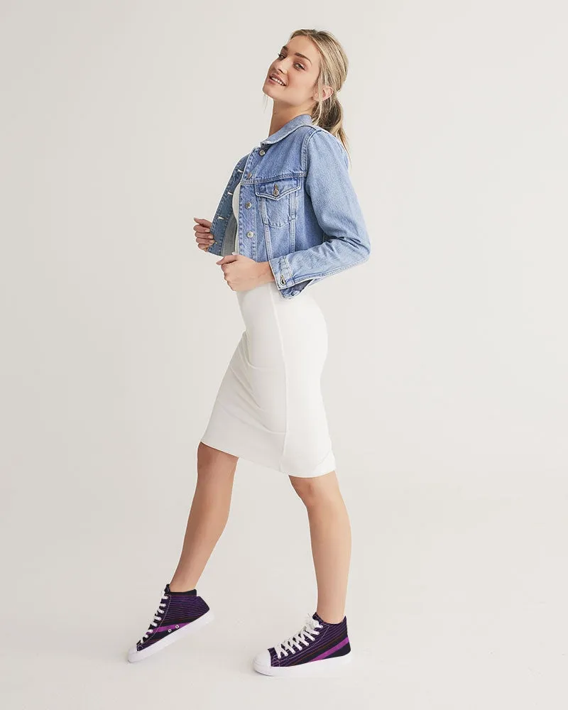 Girls' High Top Fashion Sneakers. Black & Purple Dance Sneakers. Women' s Fashion Keds. WickedYo