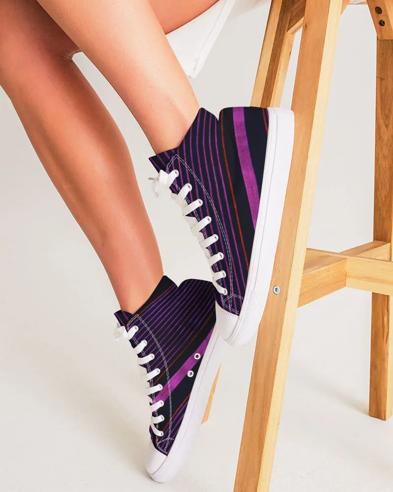Girls' High Top Fashion Sneakers. Black & Purple Dance Sneakers. Women' s Fashion Keds. WickedYo