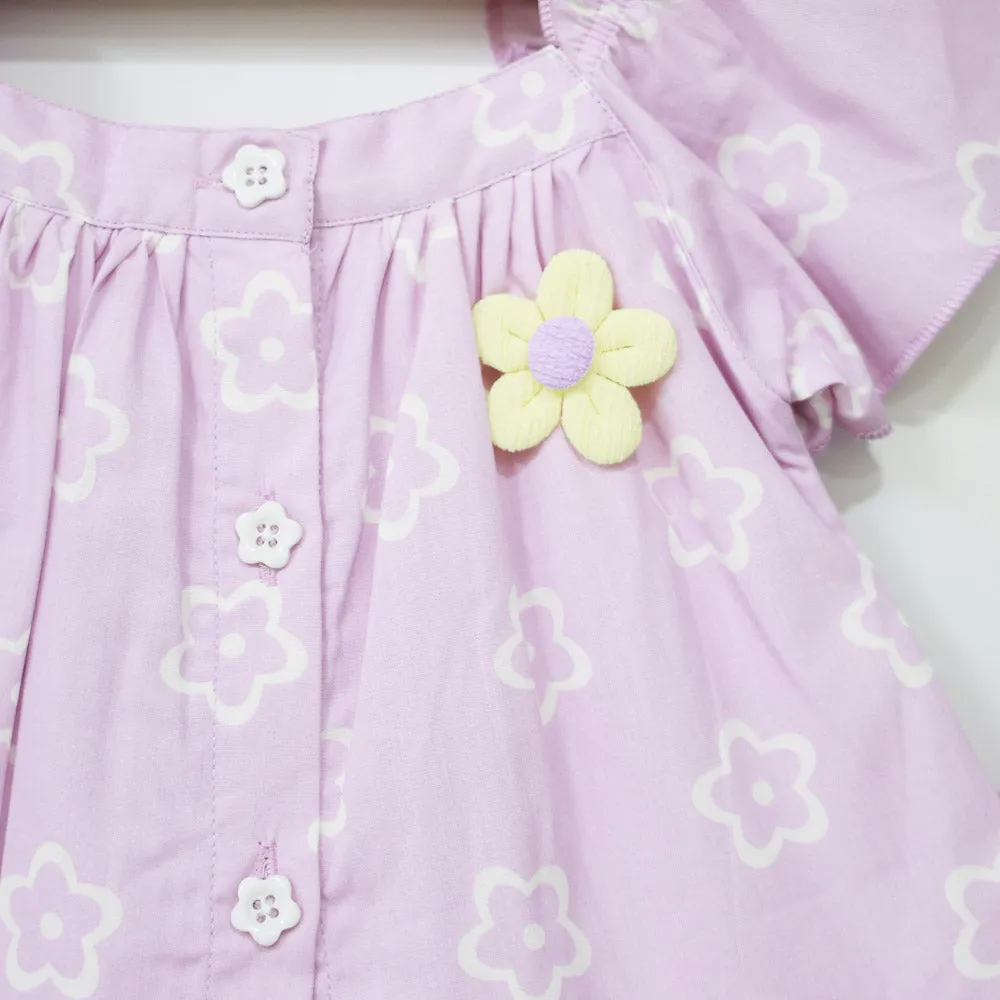 Green & Purple Top With Shorts Co-Ord Set