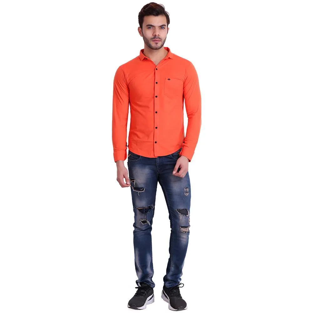 HiFlyers Men Polo Neck Solid Shirtorange