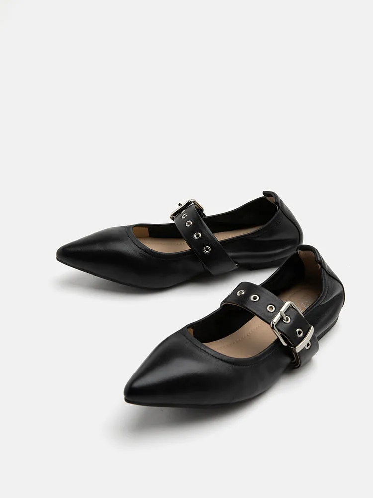 José Embellished Strap Point Toe Flats