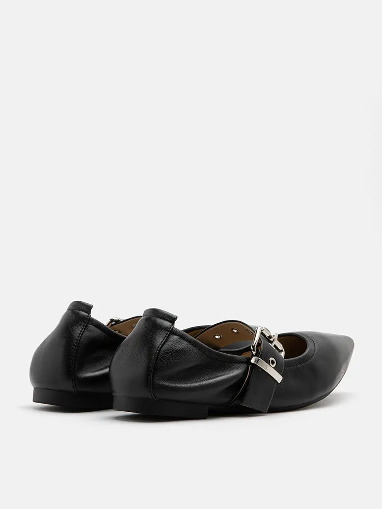 José Embellished Strap Point Toe Flats