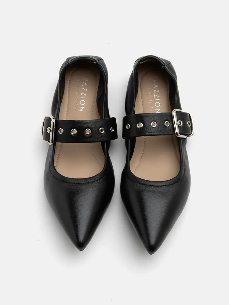 José Embellished Strap Point Toe Flats