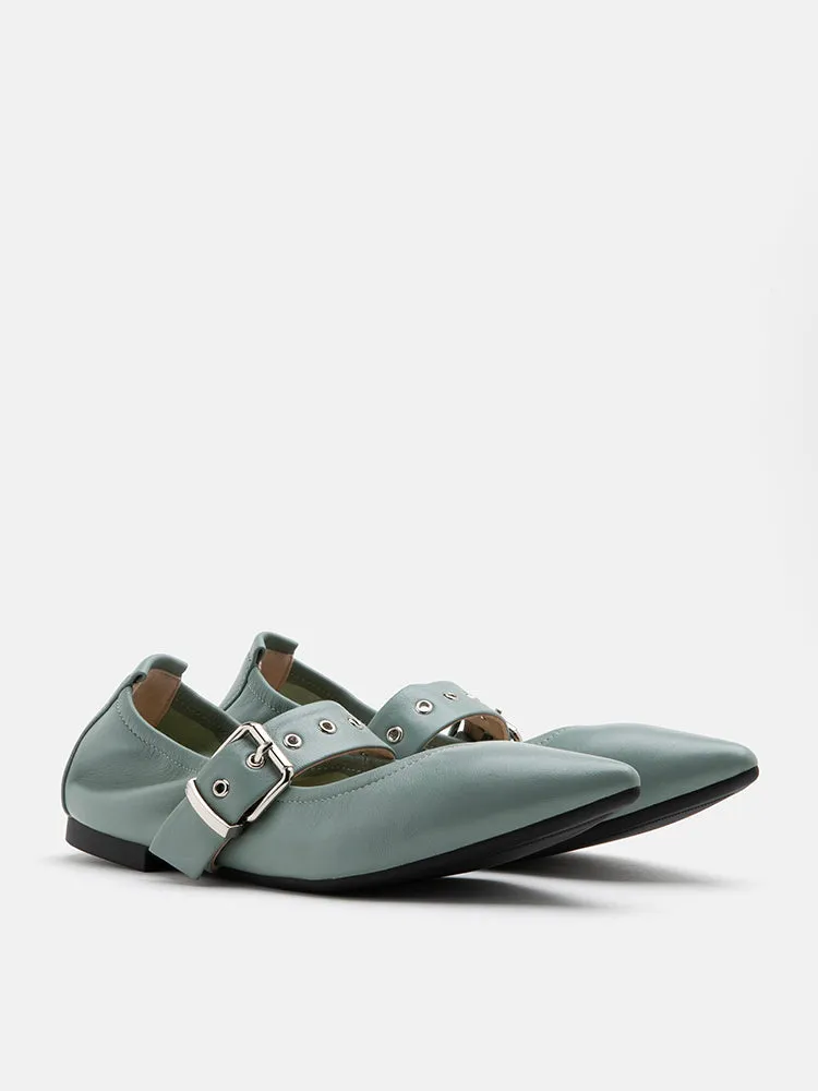 José Embellished Strap Point Toe Flats