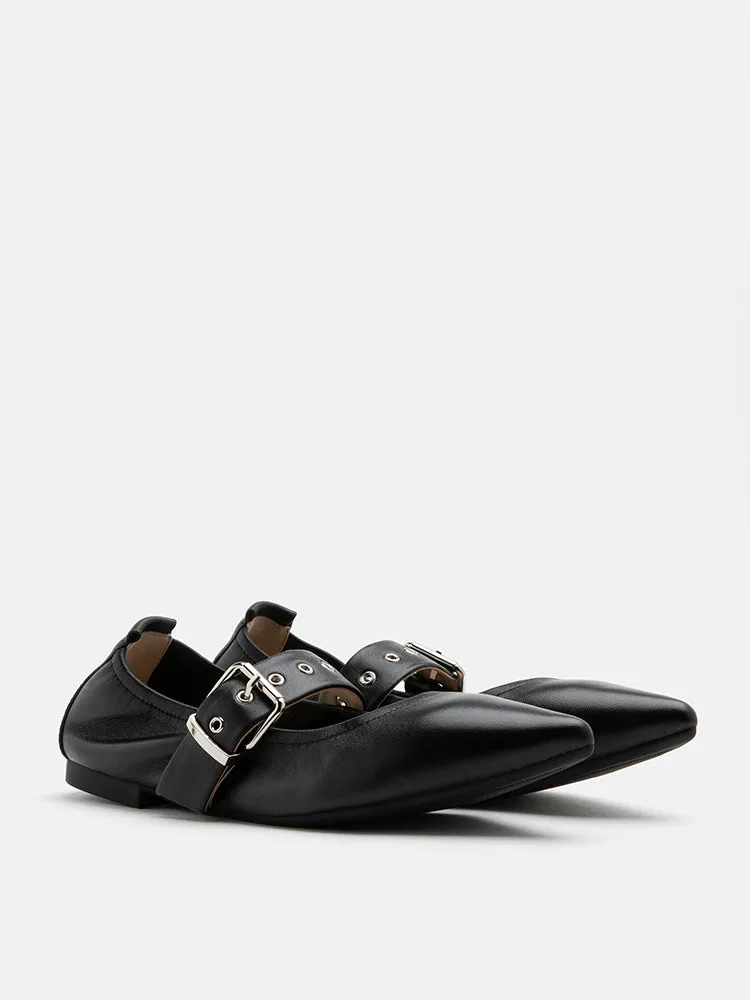José Embellished Strap Point Toe Flats