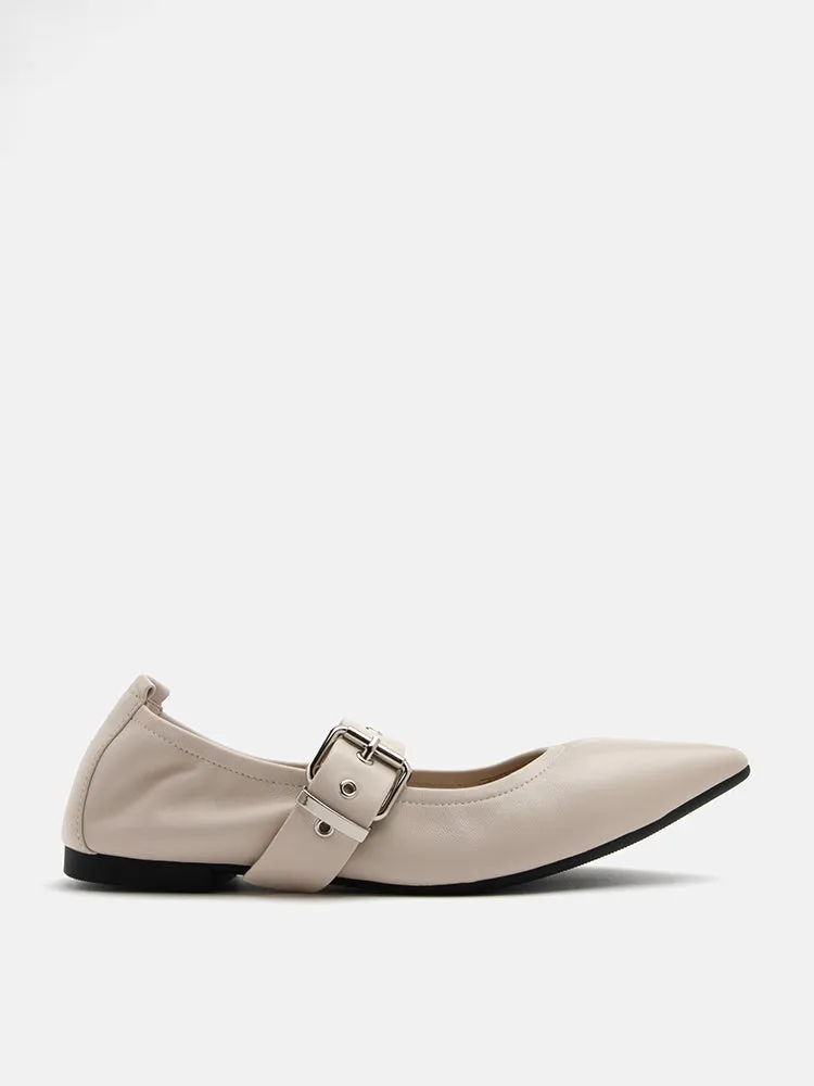 José Embellished Strap Point Toe Flats