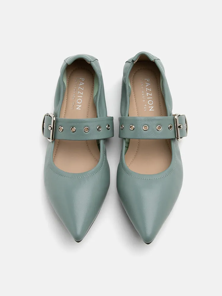 José Embellished Strap Point Toe Flats