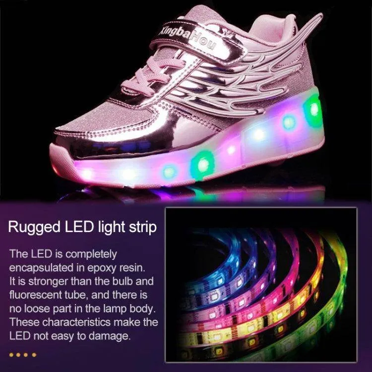 K03 Dual-Function LED Roller Skating Shoes with Mesh Design, Size 34
