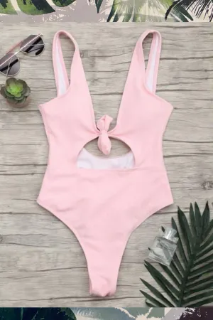 'Kourtney' Pink Tie Front One Piece