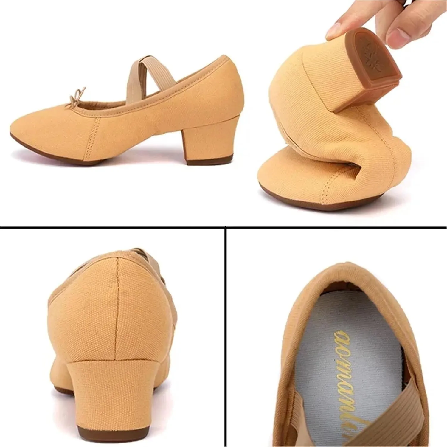 Latin Dance Shoes for Women Adult Jazz Ballroom Canvas Dance Shoes Women Teacher Soft Sole Latin Modern Dance National Shoes(Red 3.5cm Heel,40)