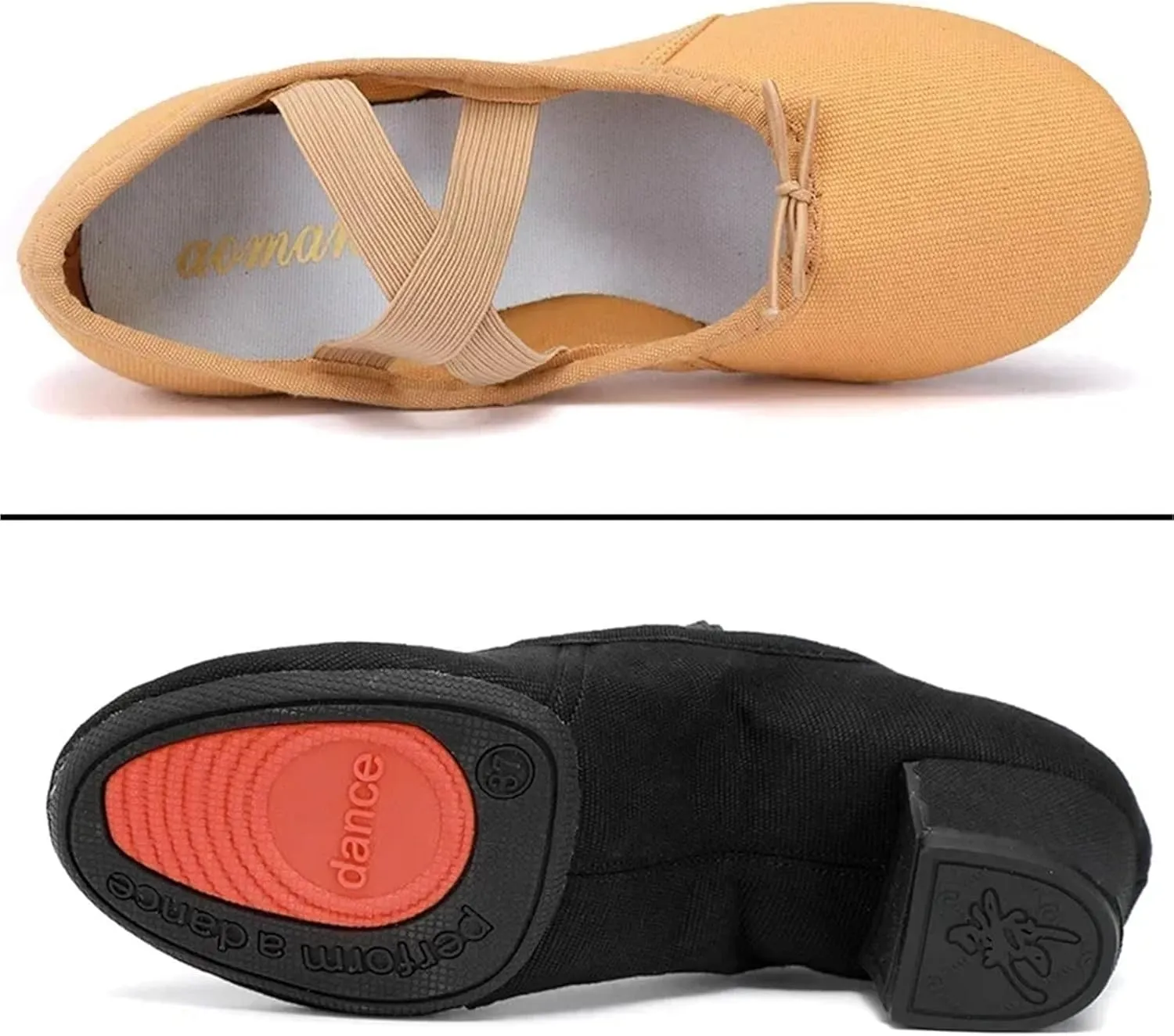 Latin Dance Shoes for Women Adult Jazz Ballroom Canvas Dance Shoes Women Teacher Soft Sole Latin Modern Dance National Shoes(Red 3.5cm Heel,40)