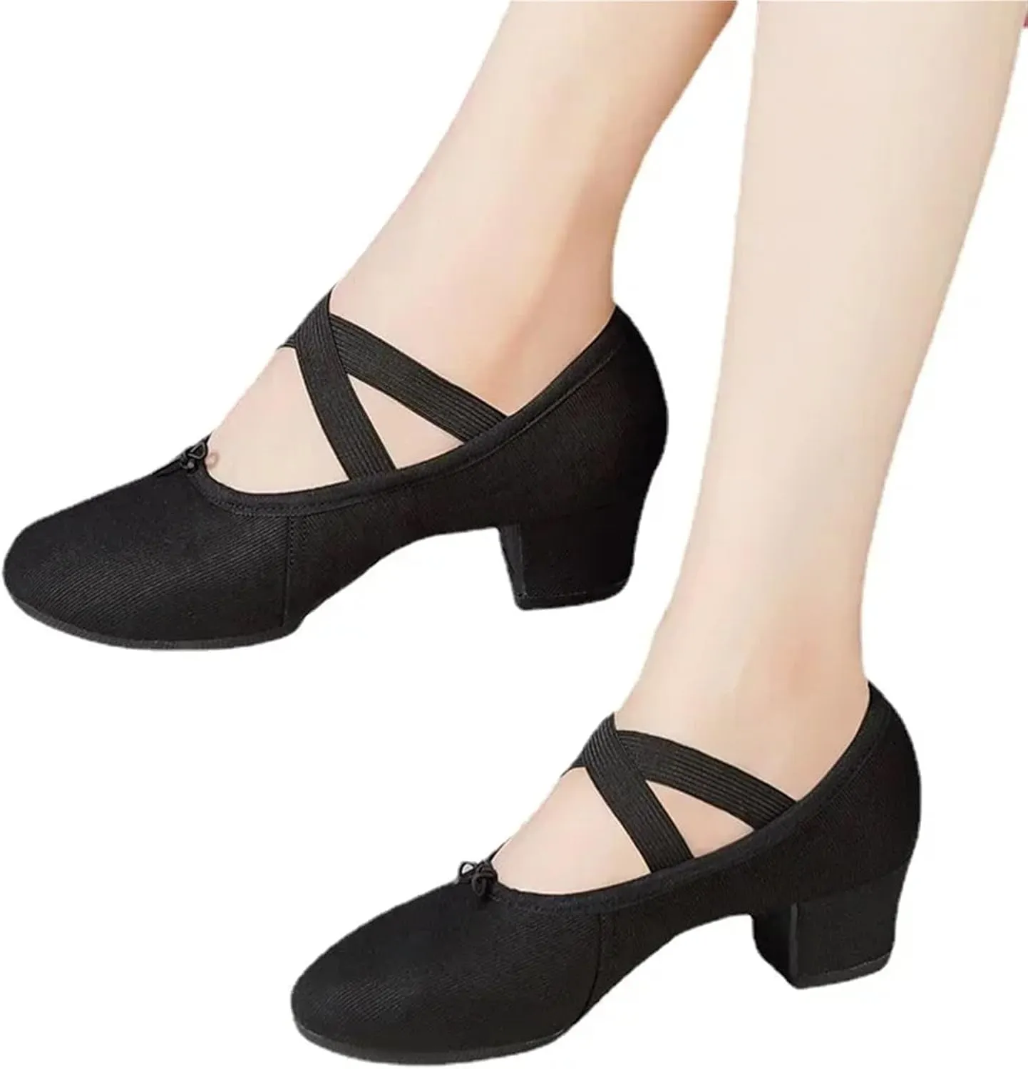Latin Dance Shoes for Women Adult Jazz Ballroom Canvas Dance Shoes Women Teacher Soft Sole Latin Modern Dance National Shoes(Red 3.5cm Heel,40)