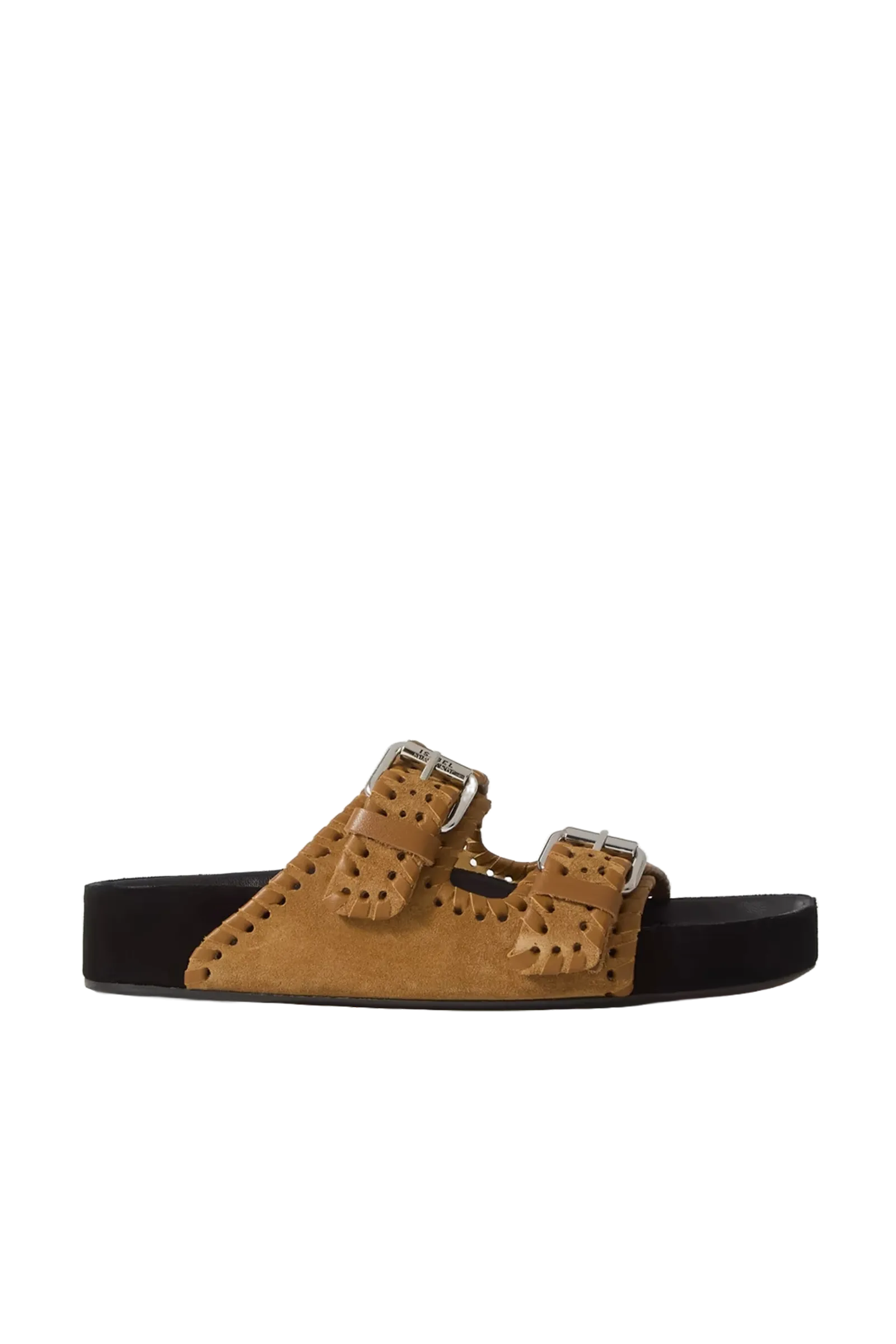 Lennyo leather-trimmed suede slides