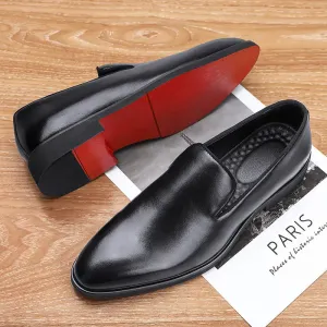Luxury Red Bottom Leather Loafers