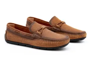 Martin Dingman Bermuda Hand Buffet Pebble Grain Leather Braided Bit  Loafers - Old Saddle