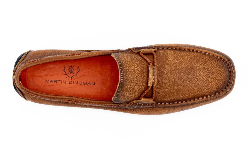 Martin Dingman Bermuda Hand Buffet Pebble Grain Leather Braided Bit  Loafers - Old Saddle