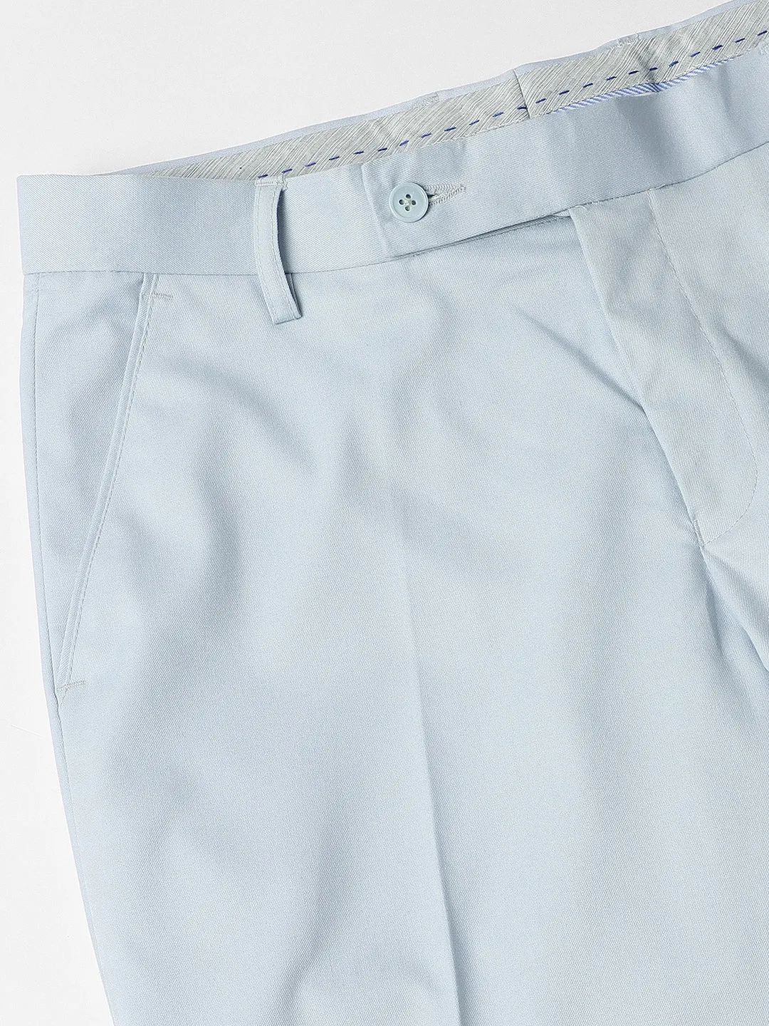 Men's Blue Solid Formal Trousers