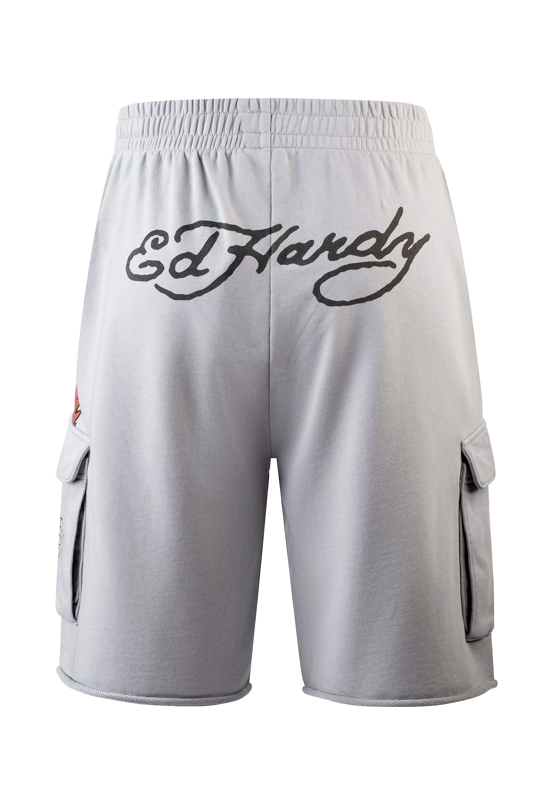 Mens Crawling Dragon Sweat Cargo Shorts - Grey