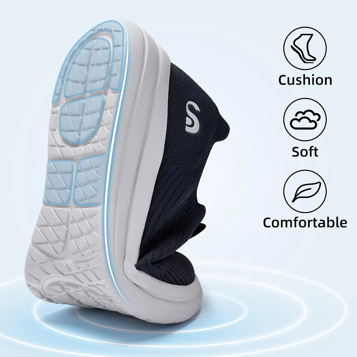 Men's Slip On Sneakers Walking Shoes Wide Casual Soft Breathable Slip in Sock SneakersNon-Slip Rubber Sole, Workout,Athletic
