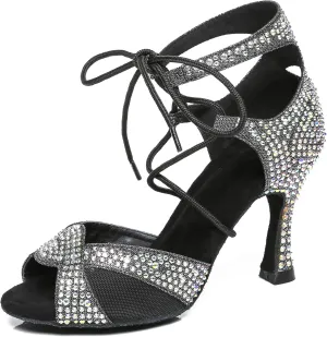 Minishion Ballroom Dancing Shoes Rhinestions Sparkle Dance Heels L452