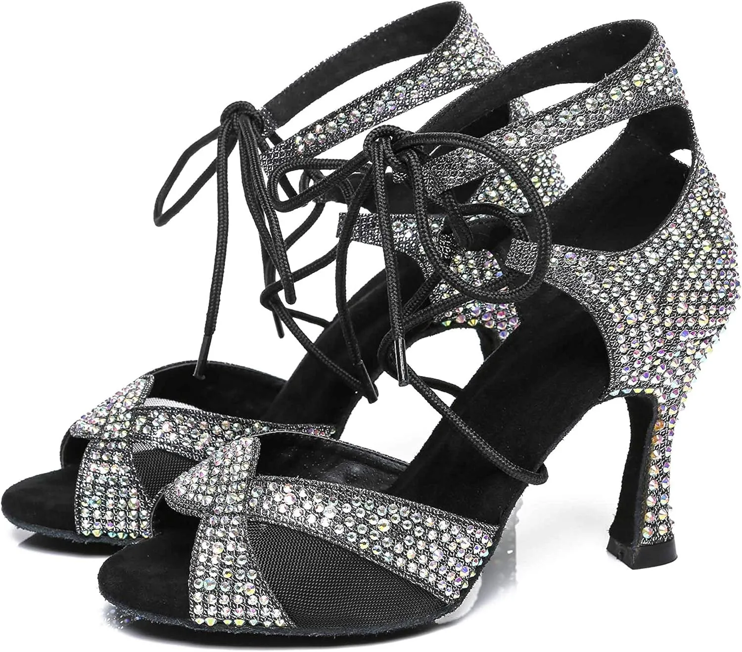 Minishion Ballroom Dancing Shoes Rhinestions Sparkle Dance Heels L452