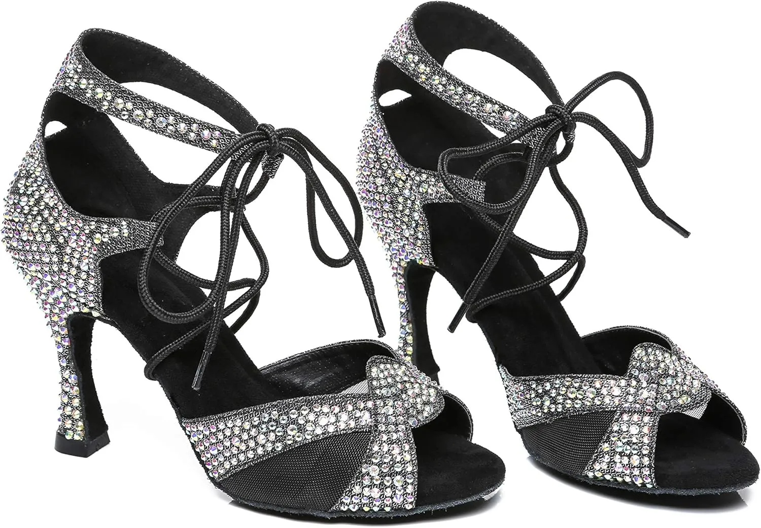 Minishion Ballroom Dancing Shoes Rhinestions Sparkle Dance Heels L452