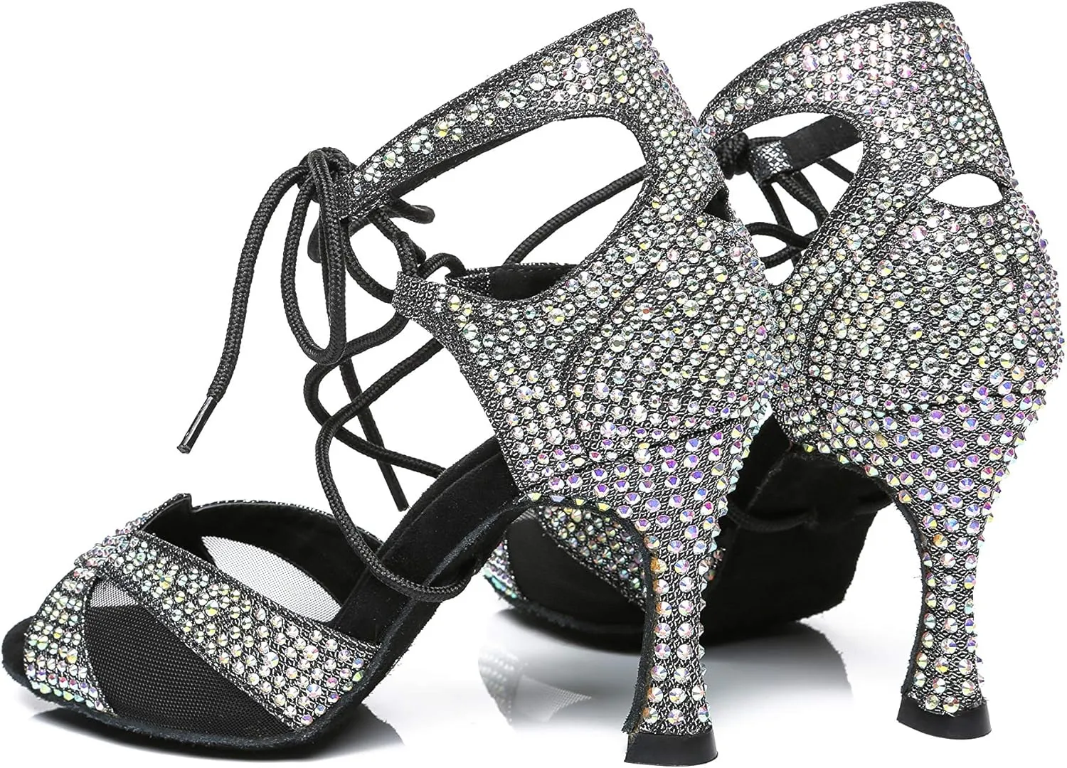 Minishion Ballroom Dancing Shoes Rhinestions Sparkle Dance Heels L452