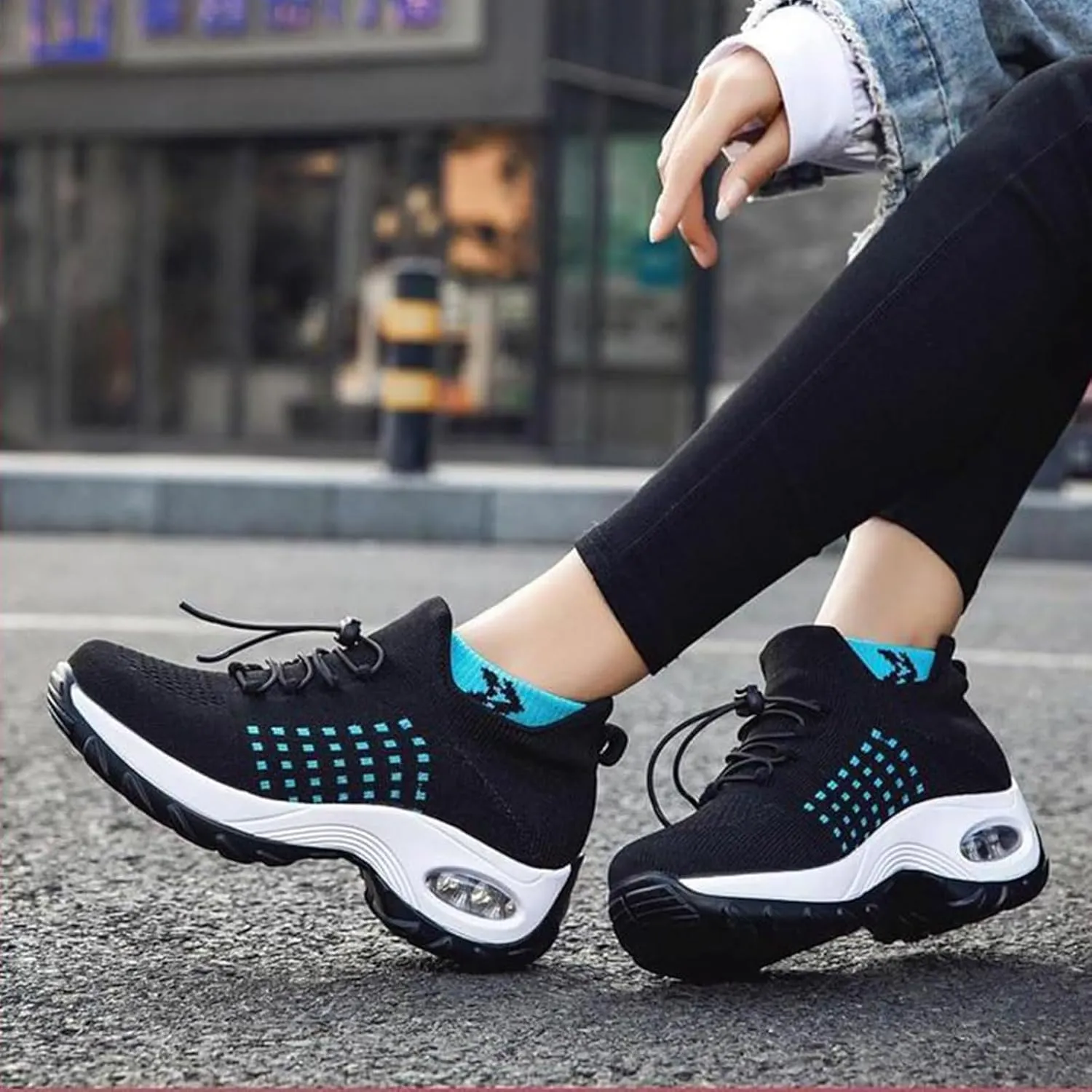 Orthopedic Sneakers for Women Orthopedic Stretch Air Cushion Shoes Breathable Footwear Running Athletic Shoe Healthy&Non-Slip Comfortable Sneakers Fashion Casual Ladies Footwear Thick Bottom