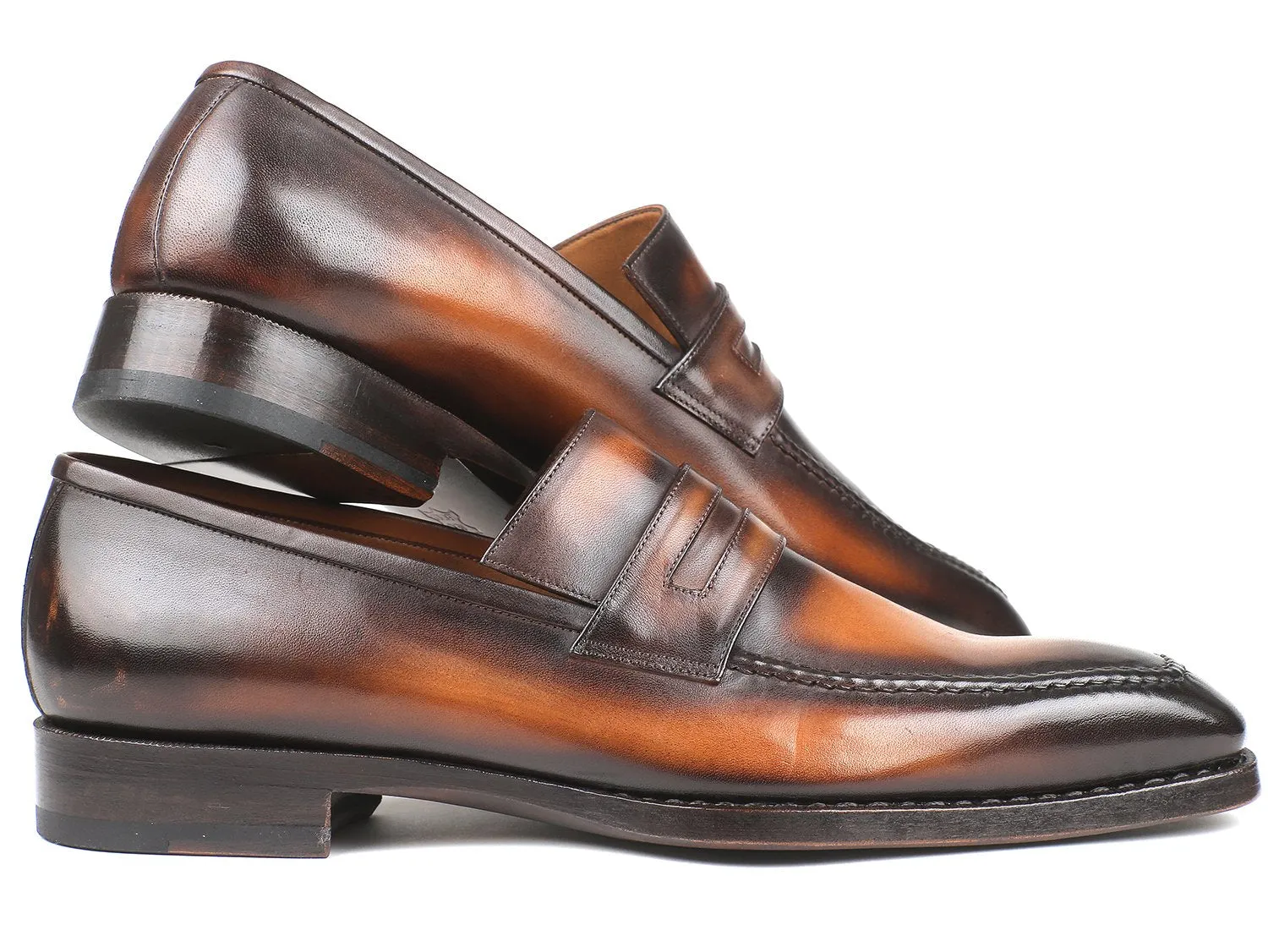 Paul Parkman Brown Burnished Goodyear Welted Loafers