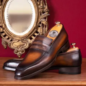 Paul Parkman Brown Burnished Goodyear Welted Loafers